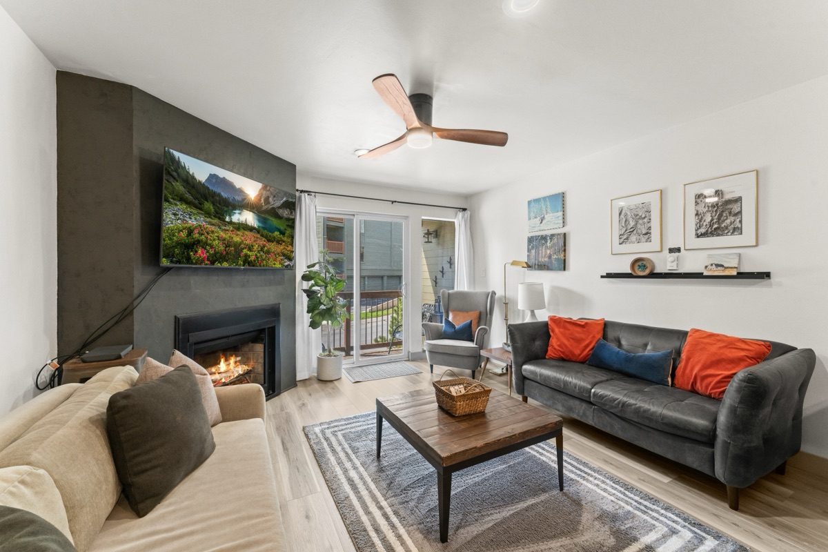 Living room with fireplace